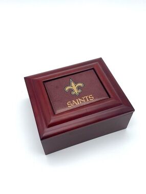 Official NFL New Orleans Saints Wood Memorabilia Box Football Collectible